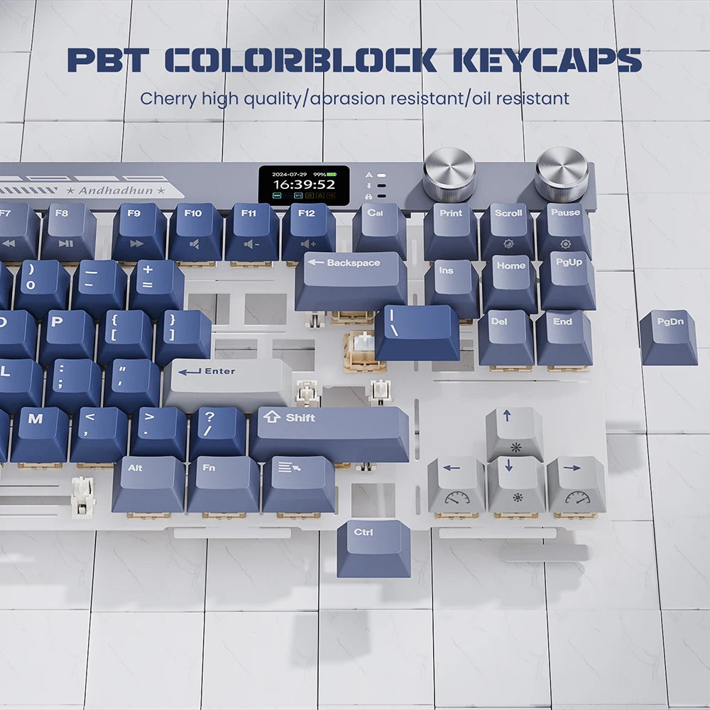 RK Royal Kludge M87 Wireless Mechanical Keyboard – 87 Key, Hot-Swap, BT/2.4G/USB-C, TFT Screen