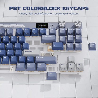 RK Royal Kludge M87 Wireless Mechanical Keyboard – 87 Key, Hot-Swap, BT/2.4G/USB-C, TFT Screen