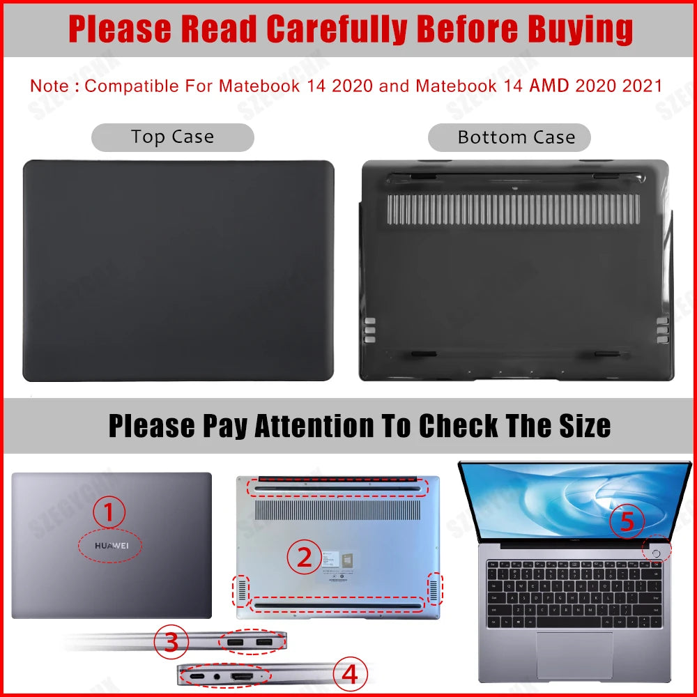 Huawei Matebook Laptop Case — D14/D15/X Pro/14/13, Honor MagicBook 14 (2020–2021)