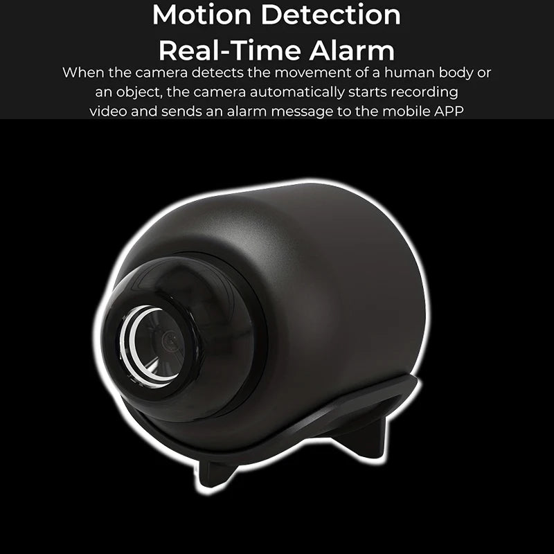 R.E.D. Shopping X5 Mini Hidden Security Camera showing 1080P resolution, night vision, WiFi connection, and motion detection features.