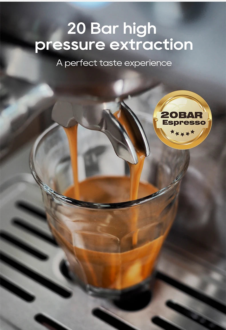 HiBREW H10A 20Bar Semi-Automatic Espresso Machine – 58mm Portafilter, Metal Case