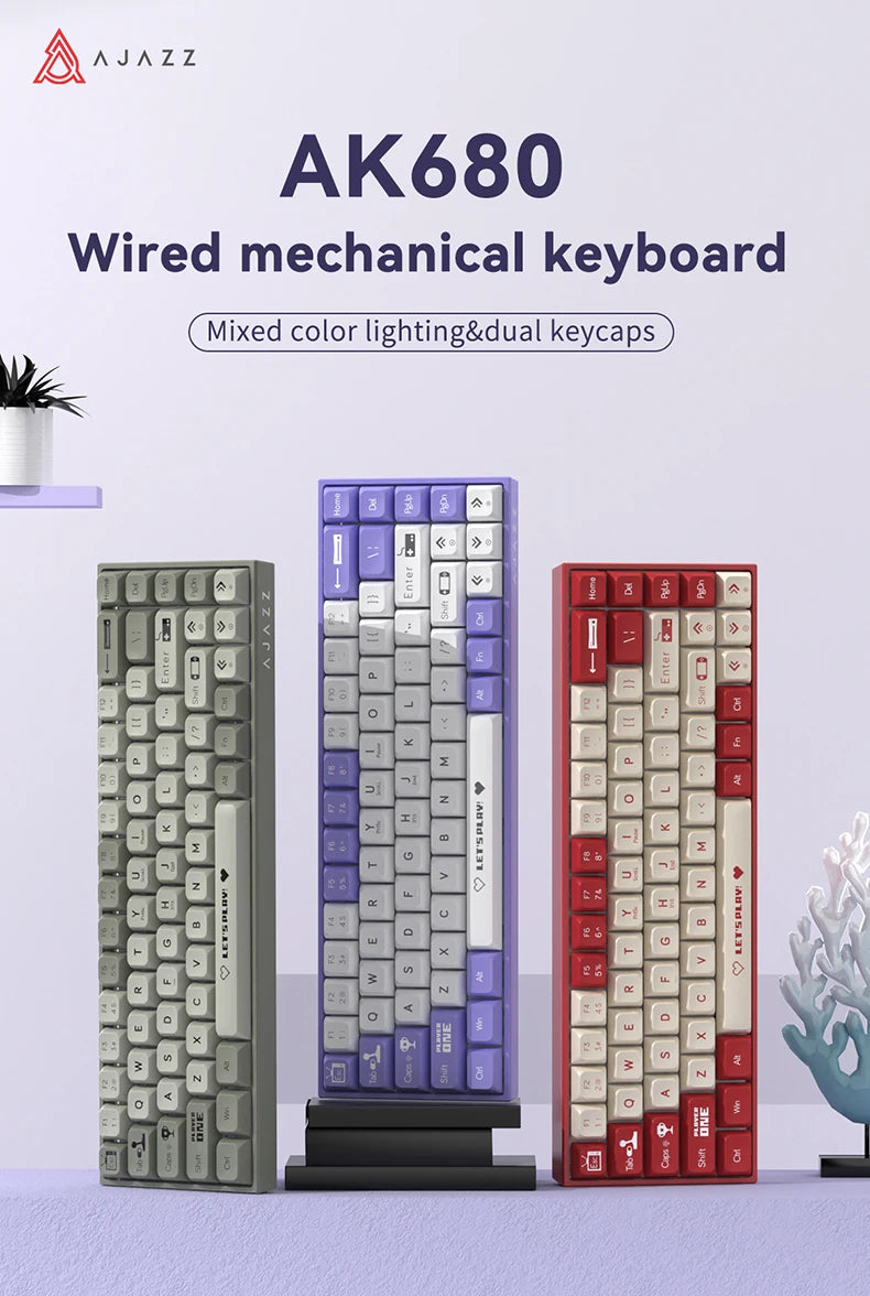 AJAZZ AK680 65% Mechanical Keyboard – Hot-Swap, RGB, Gasket Mount, 5 Colors