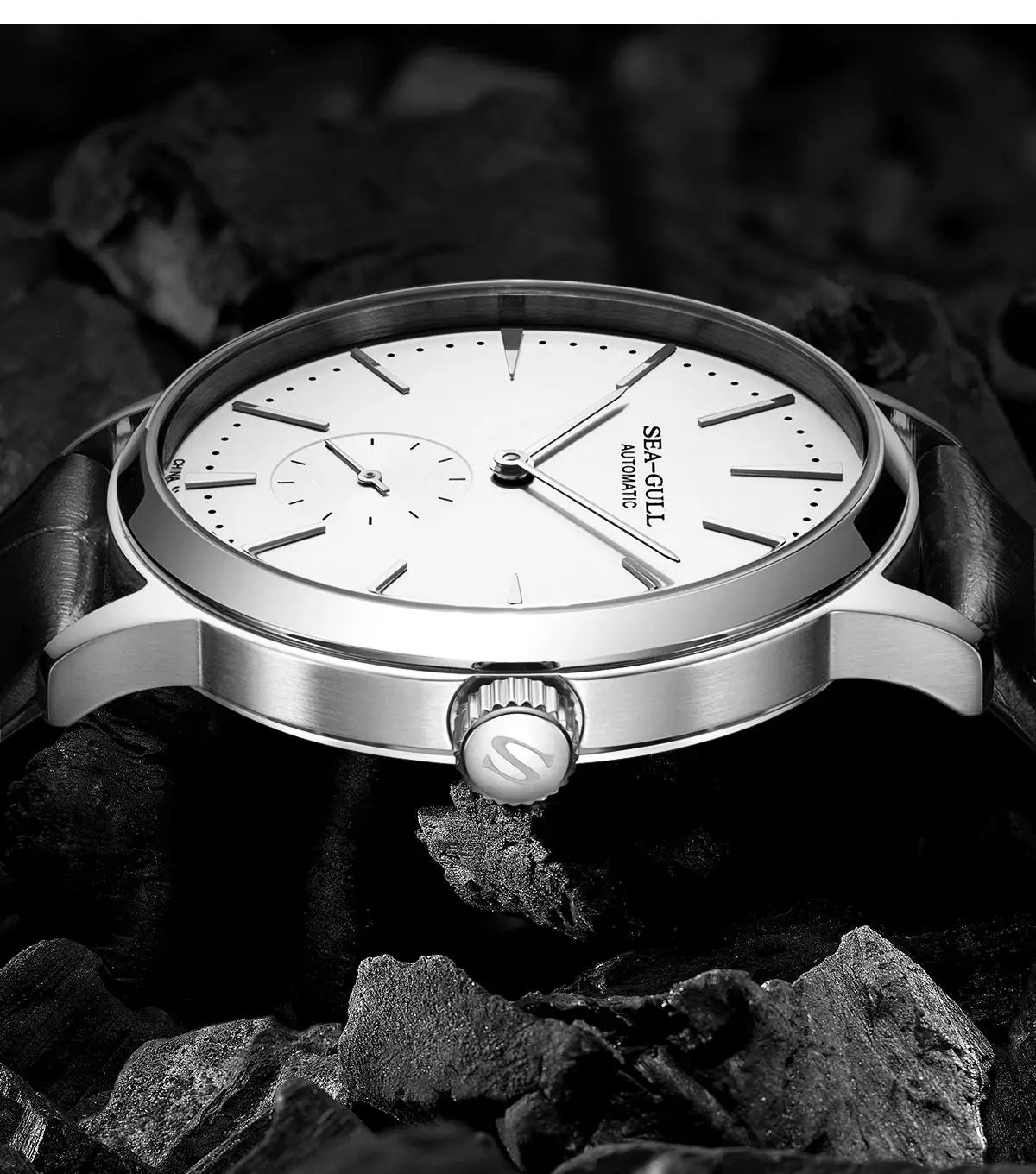 Seagull Men's Business Mechanical Watch – 50M Waterproof, Leather Strap, Valentine Gift