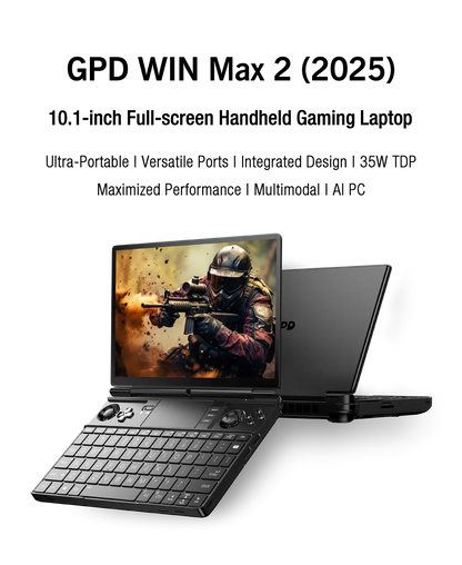 GPD WIN Max 2 2025 10.1" Gaming Laptop | AMD Ryzen 7 8840U | 32GB DDR5 | Up to 2TB NVMe | 4G LTE | Win 11
