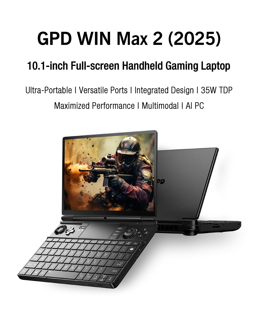 GPD WIN Max 2 10.1" Handheld Gaming Laptop | AMD AI 9 HX 370 / Ryzen 7 8840U | 32GB RAM | Win 11 | 4G Option