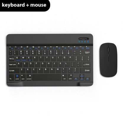 Wireless Bluetooth keyboard and mouse set by R.E.D. Shopping for iPad, tablet, Android, and Windows devices, with sleek black design.