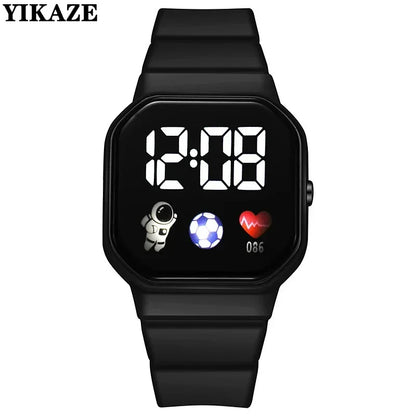 YIKAZE Kids LED Digital Watch – Silicone Strap, Cartoon Sport Wristwatch for Boys & Girls