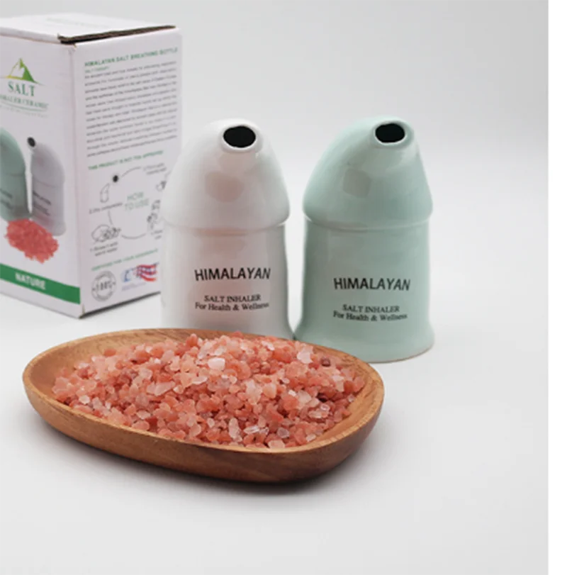 Ceramic Himalayan salt inhaler by R.E.D. Shopping for natural respiratory health therapy, featuring a ceramic design and salt chamber.