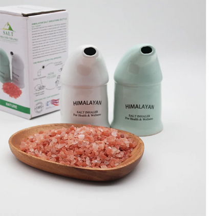 Ceramic Himalayan salt inhaler by R.E.D. Shopping for natural respiratory health therapy, featuring a ceramic design and salt chamber.