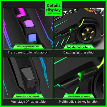R.E.D. Shopping V7 wired mechanical gaming mouse with LED lights, ambidextrous design for laptop and desktop use.