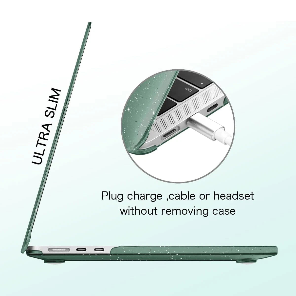 EGYAL MacBook Hard Case – Air 13/15, Pro 13/14/16, M1–M5, Crystal, Matte & Glitter Covers
