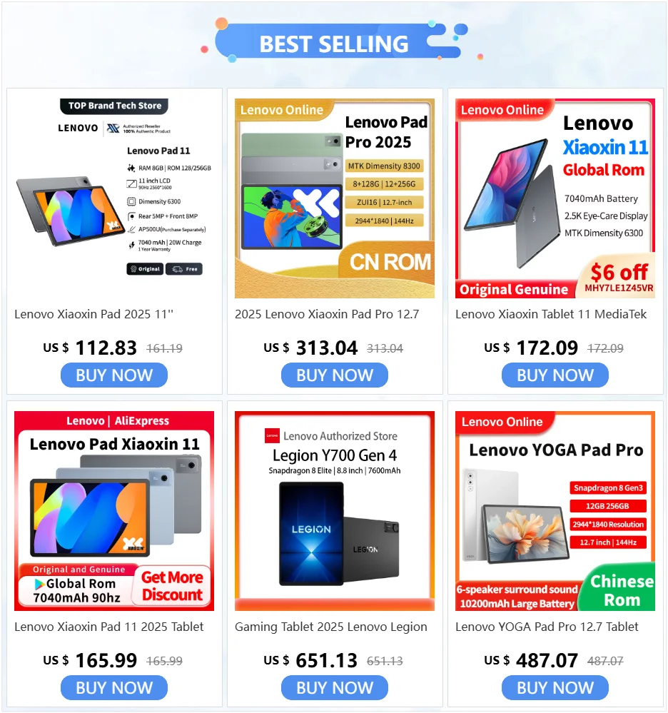 Lenovo Xiaoxin Pad Pro 12.7 (2025) – 2944x1840 LCD, 10200mAh, WiFi, Android Tablet