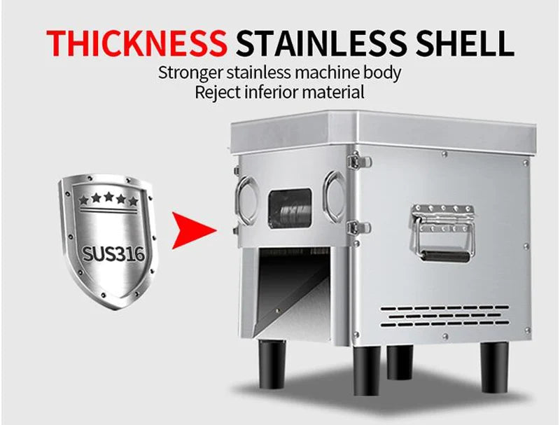 850W Commercial Meat Cube Cutter & Slicer Machine – Adjustable Cut Size, Fresh Meat Dicer
