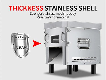 850W Commercial Meat Cube Cutter & Slicer Machine – Adjustable Cut Size, Fresh Meat Dicer