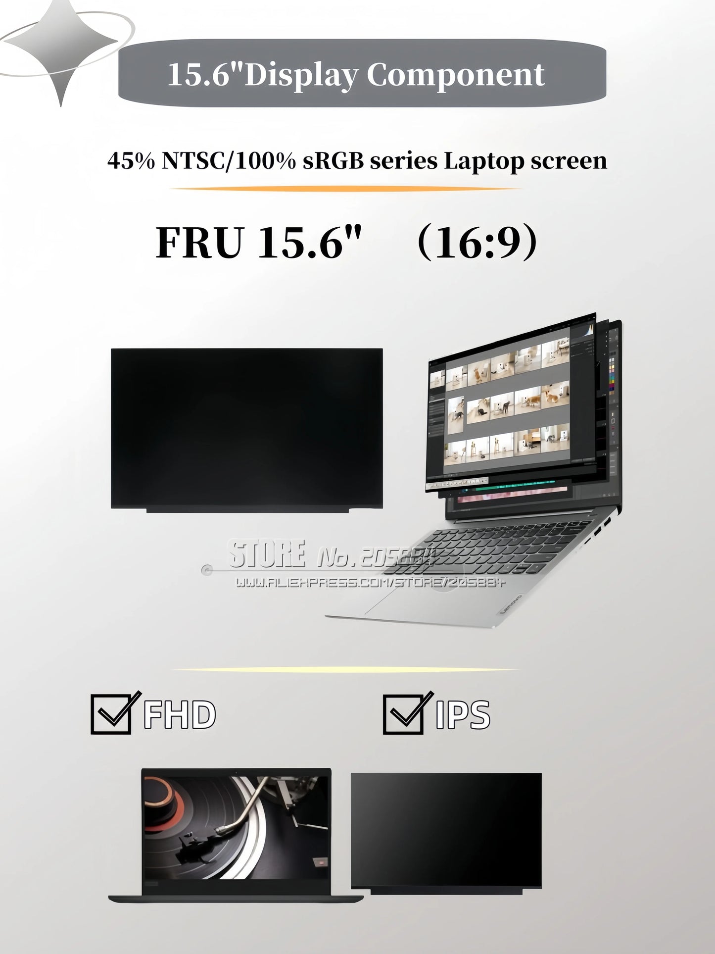 Lenovo IdeaPad Slim 3 15.6" FHD LCD Screen Replacement – 30-Pin (15AMN8, 15IRH8, 15IRU8)
