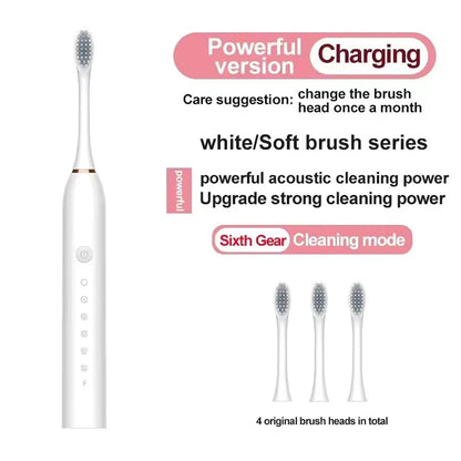 Electric Ultrasonic Toothbrush – 6 Modes, USB Rechargeable, Waterproof