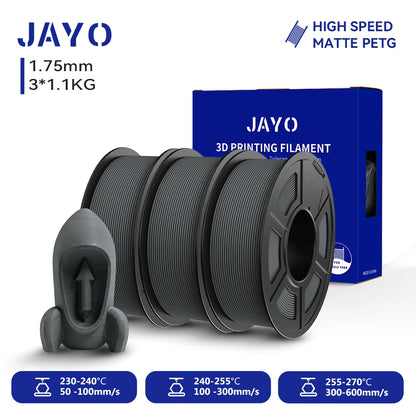 JAYO PETG/High Speed Matte PETG 3D Printing Filament 1.75MM Mix-Colors & No bubbles &Non-toxic For 3D Printer & Pen 3Rolls