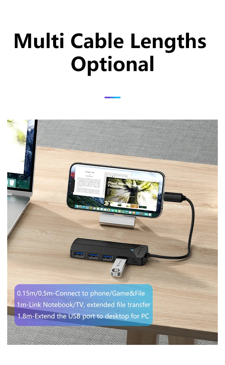 Yottamaster 4-in-1 USB 3.0 Hub | 5Gbps | Ultra-Slim OTG Adapter | USB-A & Type-C | For PC & Mac
