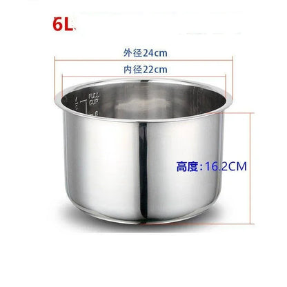 Stainless Steel 304 Rice Cooker Liner | 1.2L–8L | Compatible with Oxhaier, SKG & Universal Brands