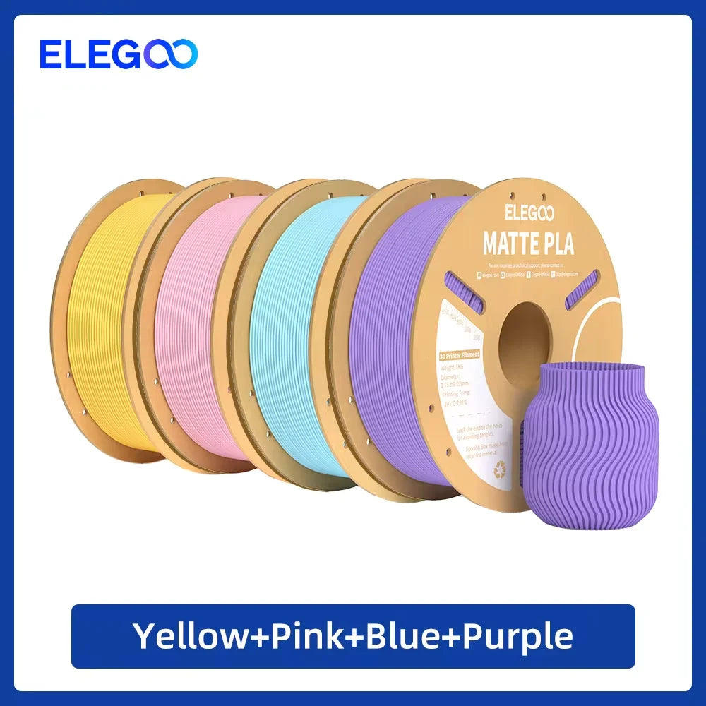 ELEGOO Matte PLA Filament 1.75mm 1KG – +/-0.02mm Accuracy, Cardboard Spool