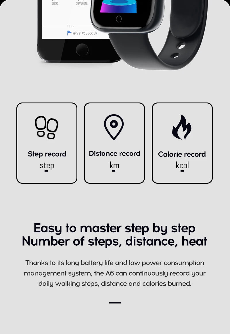 R.E.D. Sports Smartwatch with fitness tracker, music control, sleep monitor, alarm clock, and digital display, worn as a bracelet for women and men.