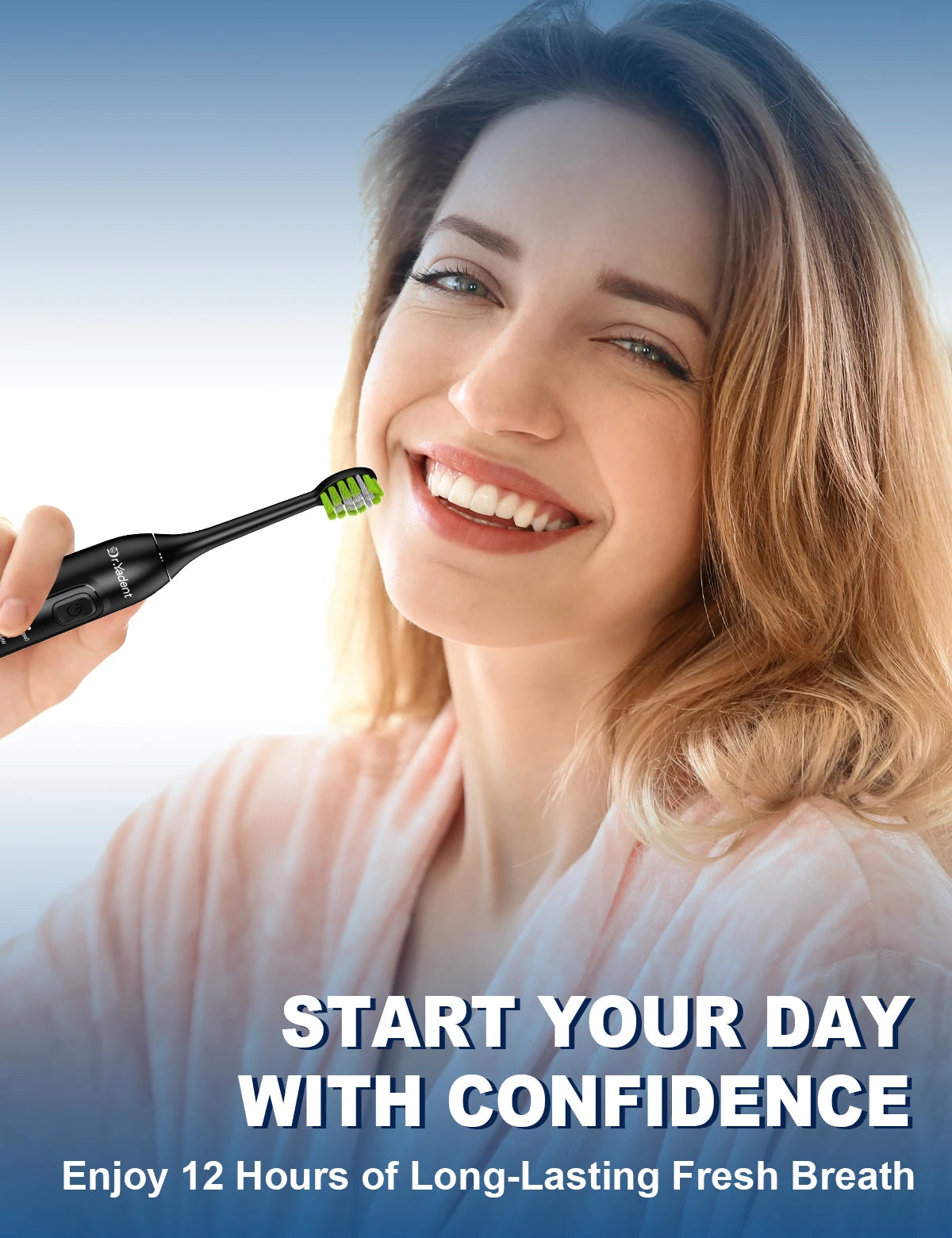 DrYadent YD05 Sonic Toothbrush – 6 Brush Heads, 4 Modes, 30-Day Battery