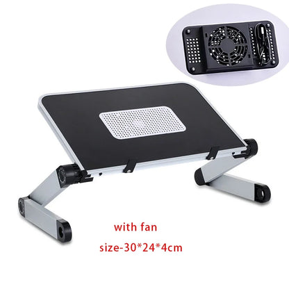 Adjustable Folding Laptop Desk for Bed – Portable Notebook Stand with Cooling Fan