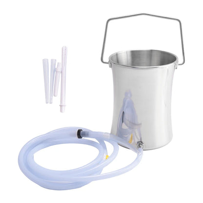 Stainless steel 2L enema kit from R.E.D. Shopping, suitable for personal cleansing and constipation relief, with flexible tubing and nozzle.