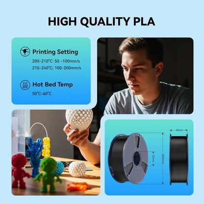 SUNLU 3D Printer Filament – 10 Rolls 1.75mm PLA / PETG / PLA+, 1KG Each, EU & US Warehouse