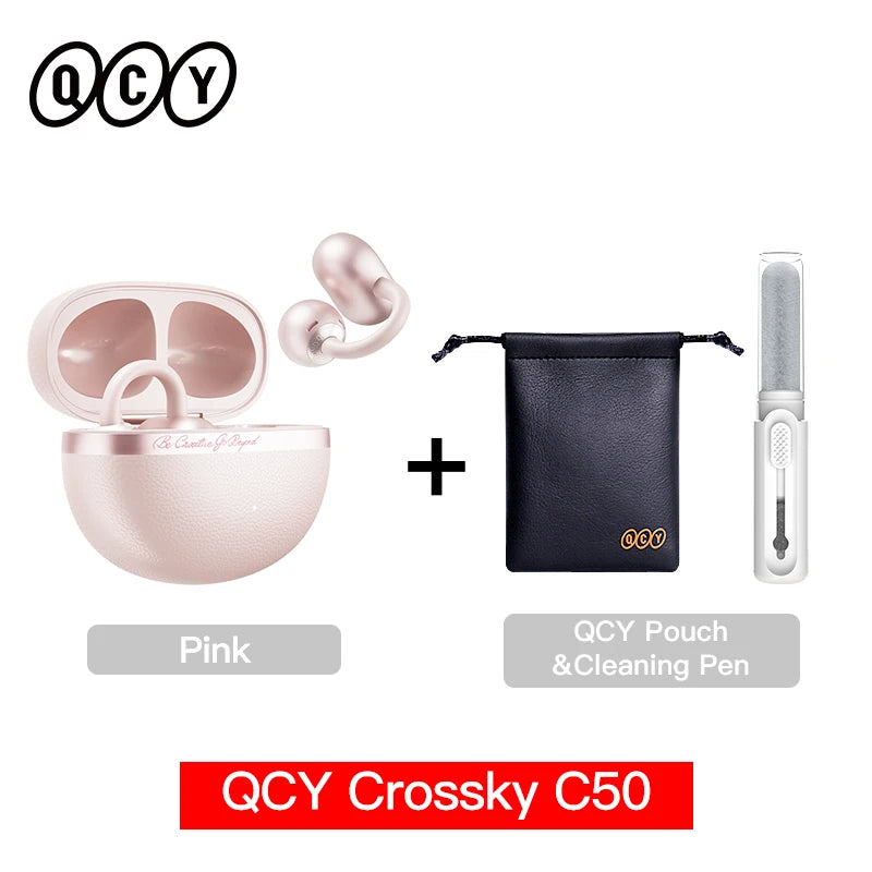 QCY Crossky C50 Open-Ear Clip-On Wireless Earbuds – Bluetooth 6.0, 4 AI Mics, Bass Boost, 60Hrs