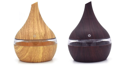 Portable Aroma Diffuser & Humidifier – 300ml, USB, 7-Color RGB Night Light | Light/Dark Wood, White