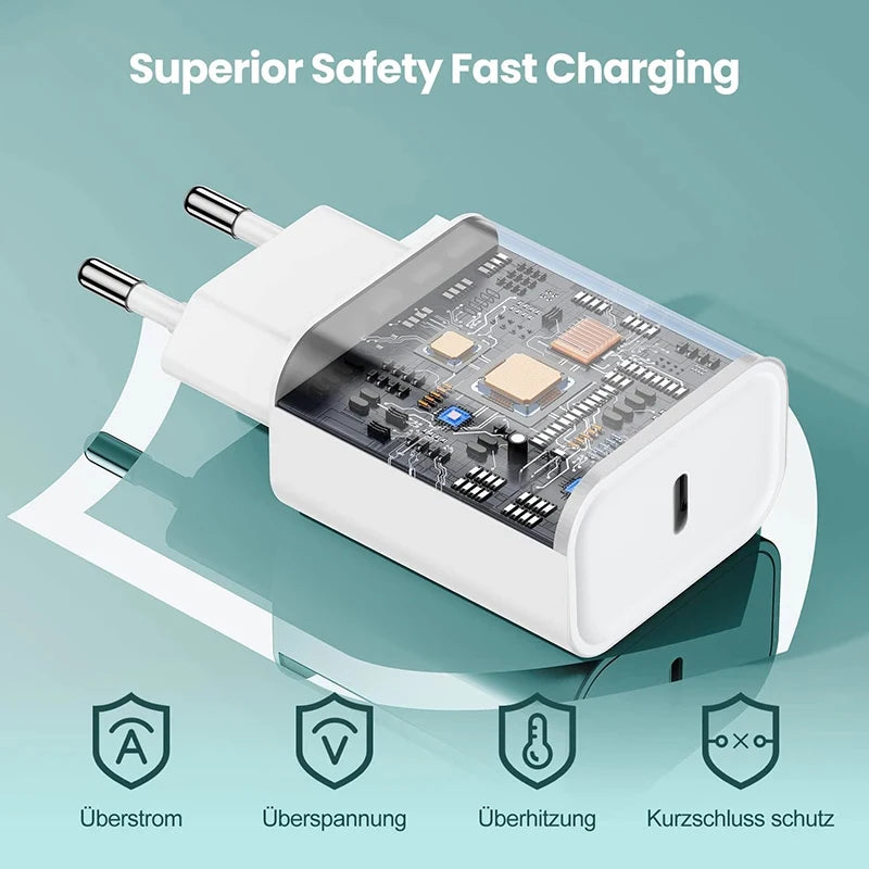 40W USB-C Fast Charger - Dual Port PD Quick Charge Wall Adapter