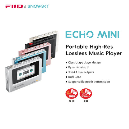 FiiO Echo Mini HiFi Bluetooth MP3 Player – 15Hrs, 3.5mm & 4.4mm Output, Pure Music