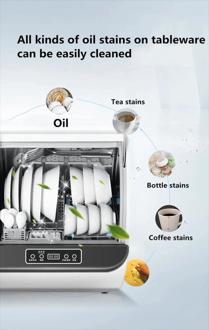 Countertop Dishwasher | 5 Programs | 6-Place Settings | EU Plug | 220V