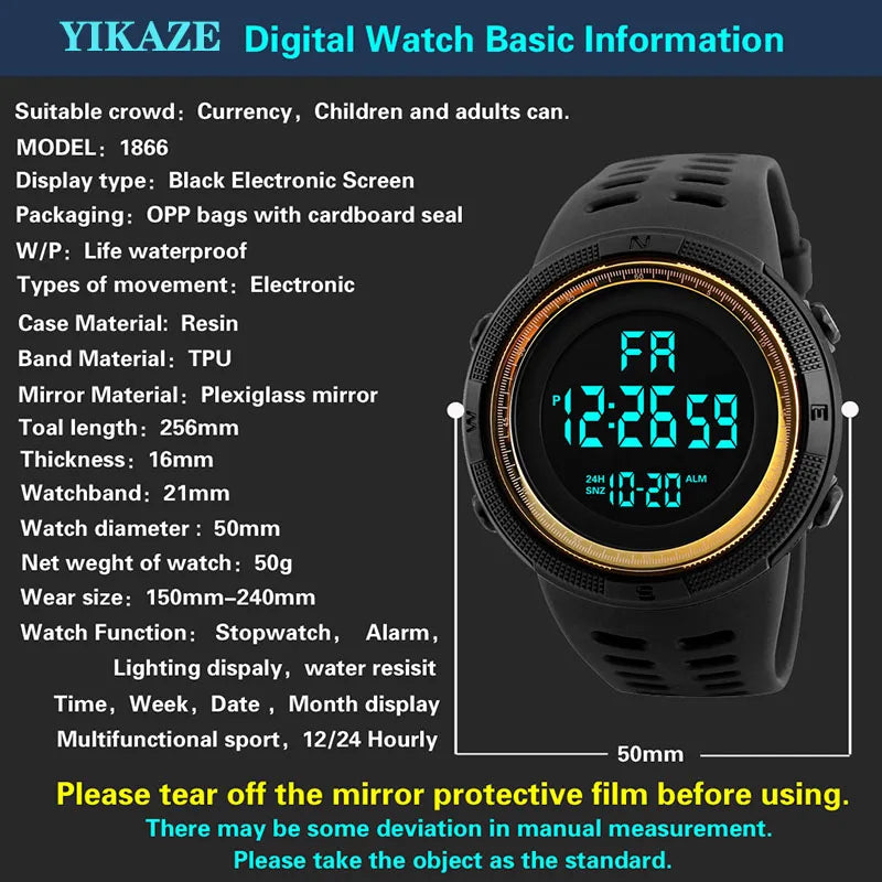 R.E.D. Shopping military LED digital watch with luminous display, multifunction sport watch for men, teens, and kids.