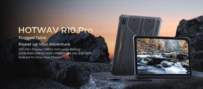 HOTWAV R10 Pro Rugged Tablet | 10800mAh | 10.1" HD+ | Android 14 | 8GB+256GB | 4G | 13MP