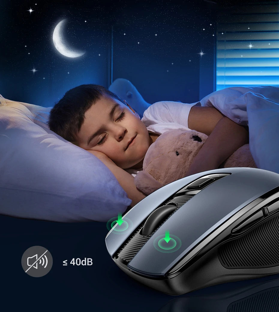 UGREEN MU006 Wireless Mouse – BT5.0 & 2.4G, 4000 DPI, 6 Silent Buttons, Ergonomic for MacBook & PC