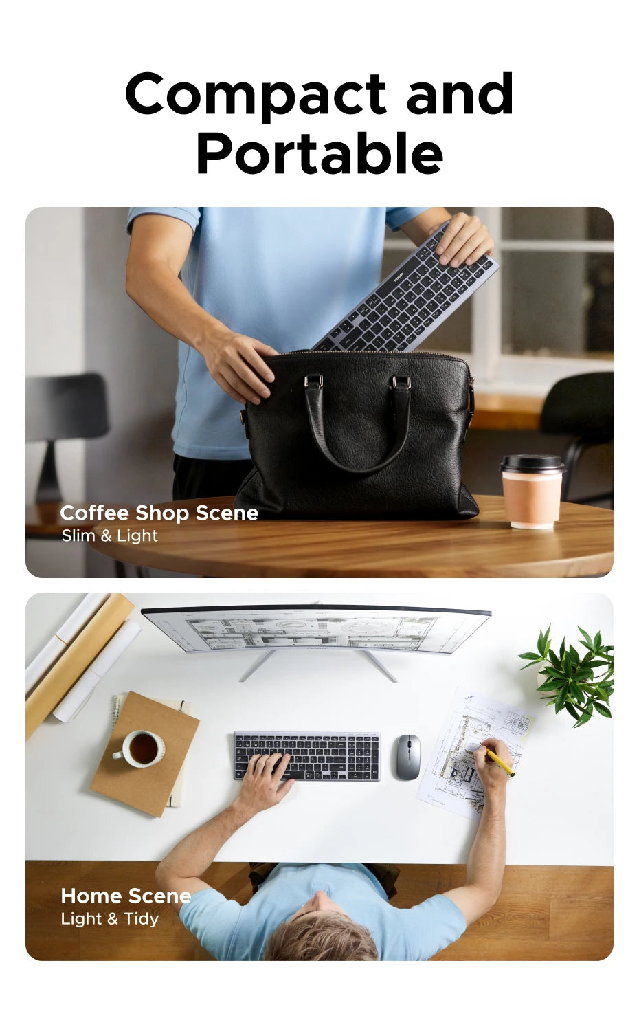 UGREEN Wireless Keyboard – Bluetooth 5.0 & 2.4G, 99 Keys, EN/RU Layout, USB-C Rechargeable | MacBook, iPad, PC, Tablet