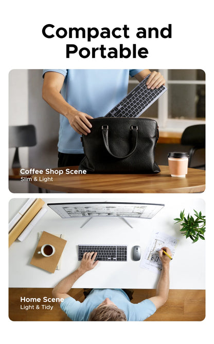 UGREEN Wireless Keyboard – Bluetooth 5.0 & 2.4G, 99 Keys, EN/RU Layout, USB-C Rechargeable | MacBook, iPad, PC, Tablet