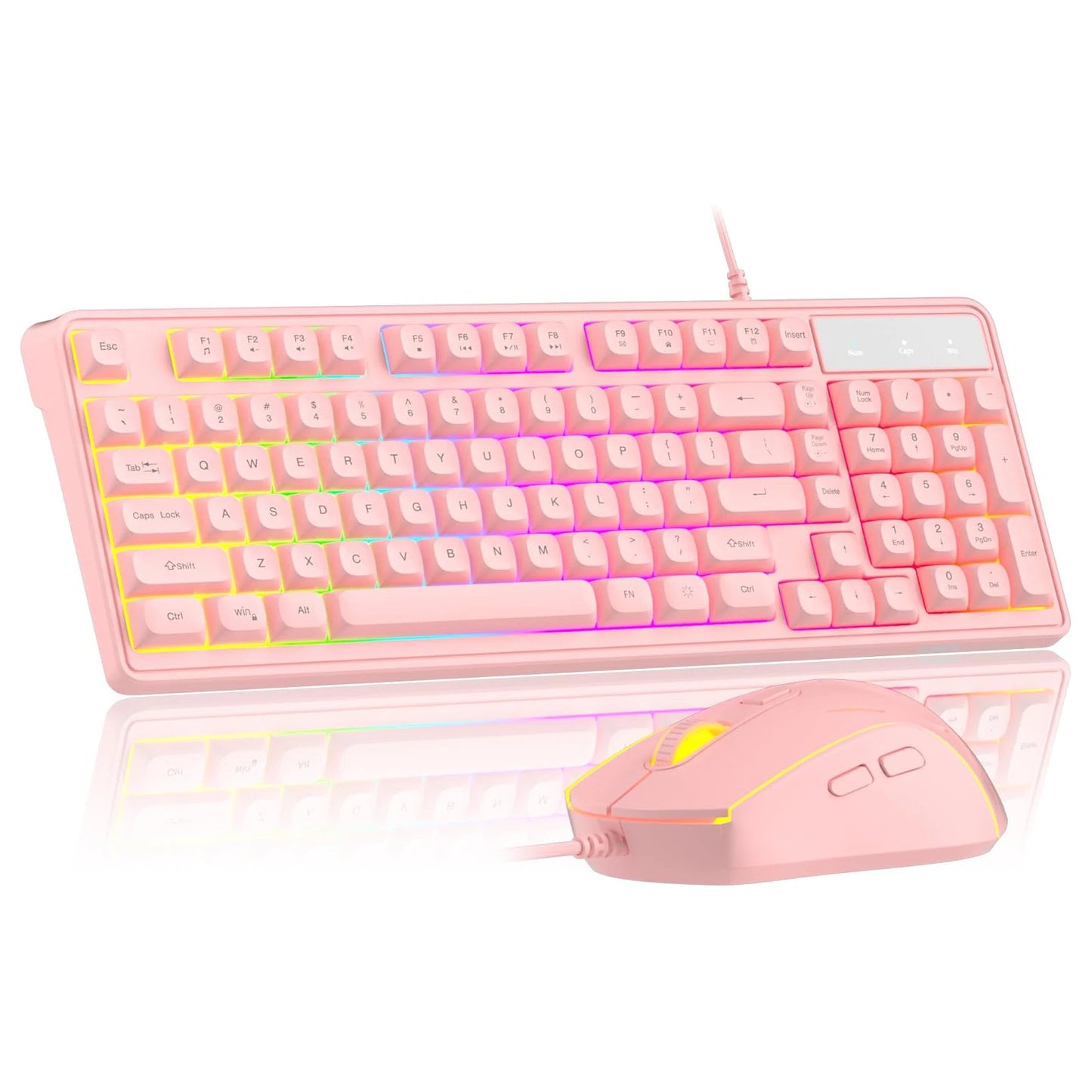 MageGee Creamy Wired Gaming Keyboard & Mouse Combo – 7-Color Rainbow Backlight, Classic Layout