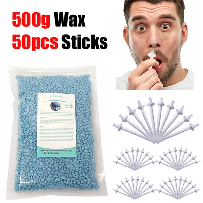 R.E.D. Shopping hard wax beans for hair removal in 500g, 200g, or 50g, professional waxing and personal care product