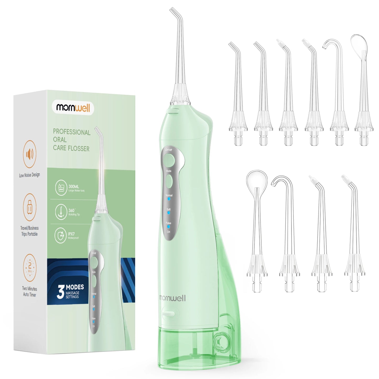 Mornwell D52 Cordless Water Flosser – 4 Jets, 3 Modes, IPX7 Waterproof