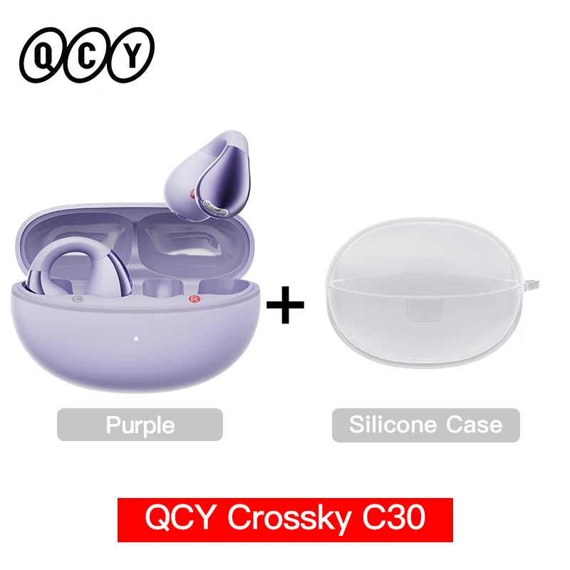 QCY Crossky C30 Ear Clip Bluetooth 5.4 Earphones – Open Ear Sports TWS, Dual-Connection