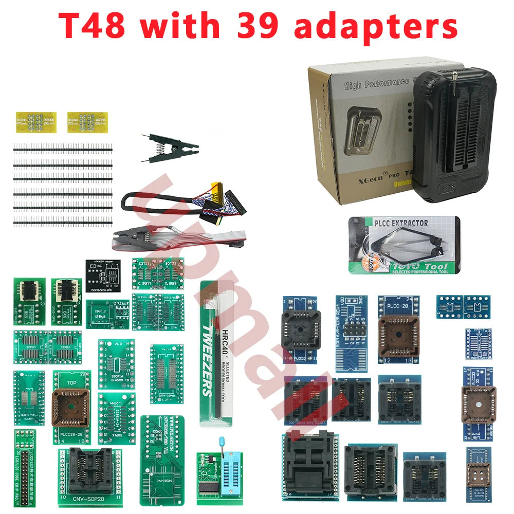 XGecu T48 (TL866-3G) Universal Programmer – 39 Adapters, 31000+ ICs, SPI/NAND/eMMC