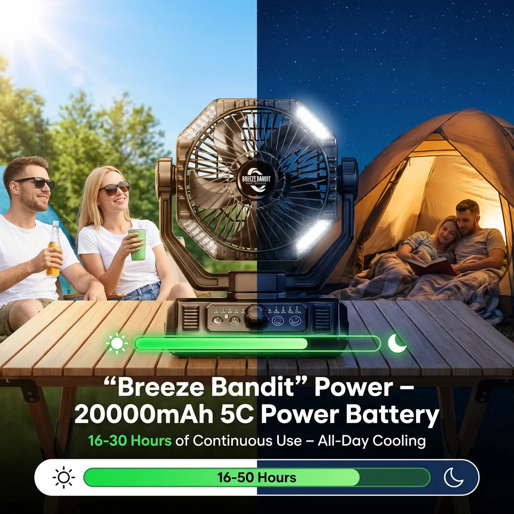 coldSky Camping Fan 20000mAh – LED Lantern, 8 Speed, Portable Outdoor Desk Fan