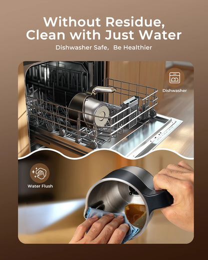 8-in-1 Electric Milk Frother & Steamer 400ml – Dishwasher Safe