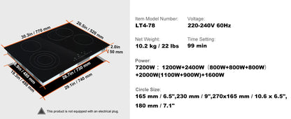 SucceBuy Built-in Induction Cooktop 2/4/5 Burners | 12/24/30in Ceramic Glass, Household & Commercial