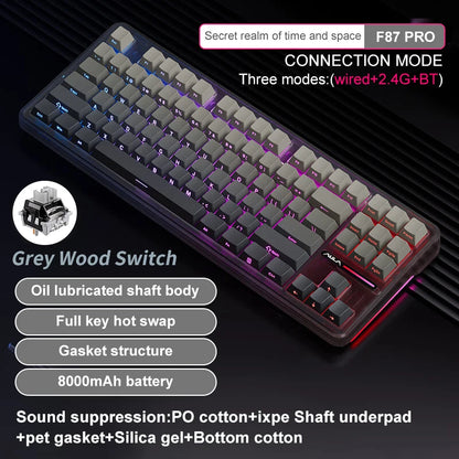 AULA F87 Pro Tri-mode Mechanical Keyboard – 8000mAh, Hot-Swap, RGB, PBT, Gasket Mount