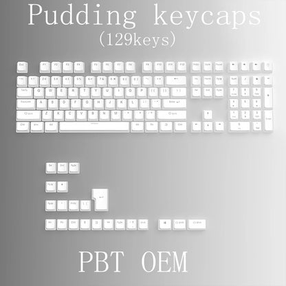 129-Key Pudding Keycaps – OEM Profile PBT, Transparent, MX Hot-Swap Compatible