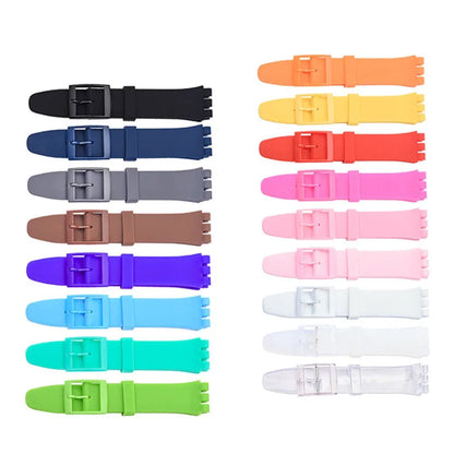 Colorful Silicone Replacement Strap for Swatch – 16/17/19/20mm Sports Watch Band